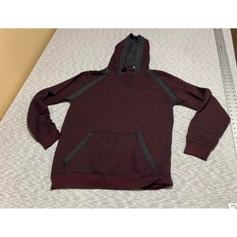 Knit Heritage Burgundy & black hoodie sweater pullover men L. SKU-B716